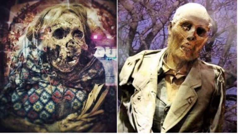 Las momias de ‘La Bruja Tranquilina’ y el doctor ‘Remigio Leroy’.