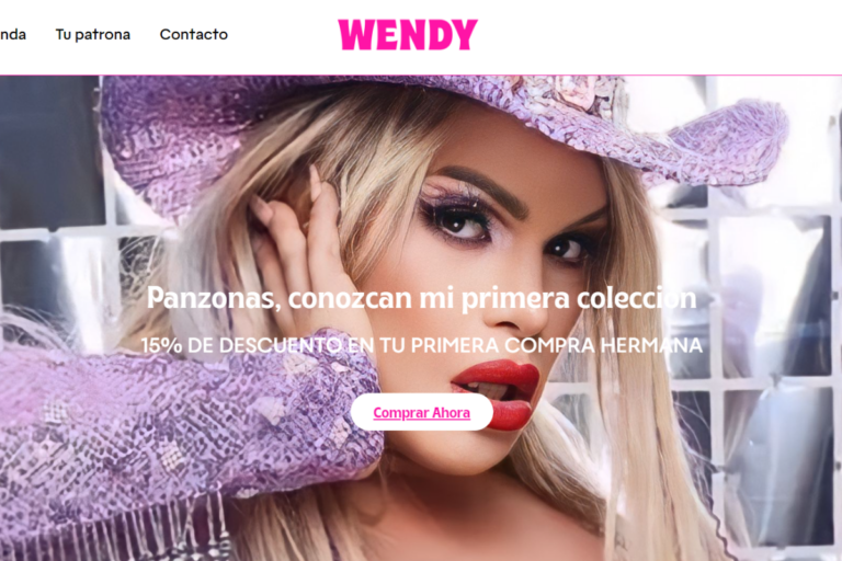 Página web de la nueva marca de ropa de Wendy Guevara