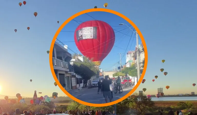 Globo aerostático cae sobre cables de luz durante el Festival del Globo.