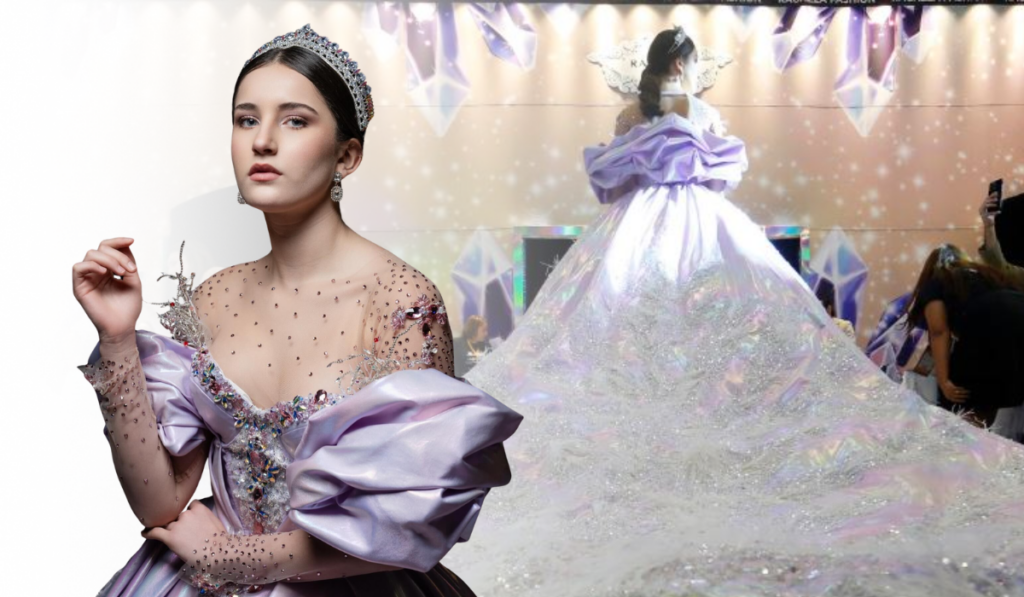Presentan vestido para quinceañera con 3 mil cristales Swarovski