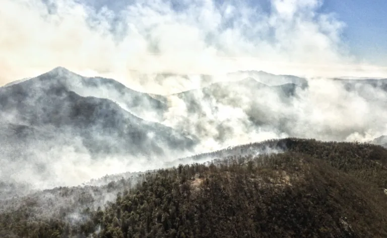 Peligro existente por el incendio en la Sierra de Santa Rosa.