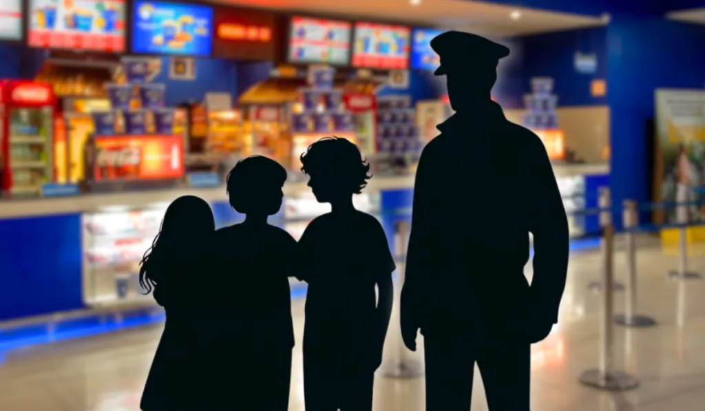 Gerente de cine emociona a niños al ofrecerles ver una película después de evitar que la policía los sacara