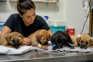 Cachorros con parvovirus reciben atención veterinaria en Guanajuato tras un llamado urgente de una rescatista